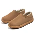 Hoogwaardige bruine suède loafers voor heren met warme fleecevoering en dikke zool - 39 / camel