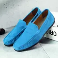 Mocassins élégants en daim bleu ciel pour hommes au design classique de chaussures de conduite - Bleu lac