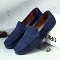 Mocassins en daim bleu marine pour hommes chaussures de conduite minimalistes chic - Bleu foncé