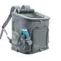 Détail du sac à dos pour chat gris montrant la ventilation et les poches latérales - Gris Clair L