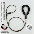 Detail view of steel wire core dog leash with protective foam handle and bite-proof coating - Foam Handle P-Rope / Thickness 5mm * Length 70cm / Black