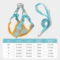 Adjustable breathable light blue vest-style dog harness and leash set with size chart - XS / Harness And Leash Combination / Blue