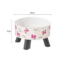 Erhöhter Edelstahlnapf für Haustiere mit rosa Katzenmuster, 14 cm Durchmesser, 9 cm hoch - Erhöhter Napf (Rosa Katze Aufdruck) / Beutelverpackung