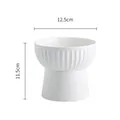 Elevated white ceramic pet bowl for cats and dogs with 11.5cm height and 12.5cm diameter - High Foot Flat Mouth Bowl / 1 Piece / White