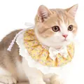 Babero floral amarillo para mascotas con encaje blanco y lazo para gatos y perros - Talla única / Floral Amarillo