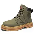 Rugged olive green military work boots featuring a durable 7-eyelet lace-up design - 40 / Style 0229 / Army Green