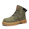 Durable men's olive green 7-eyelet work boots in premium high-top Martin style. - 40 / Style 0228 / Army Green