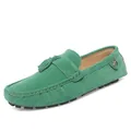 Mocassins en daim vert rétro avec glands et semelle de conduite antidérapante - 35 / Vert