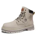 Botas de trabajo beige para hombre, botas Martin retro con cordones y suelas gruesas. - 40 / Estilo 0229 / Albaricoque