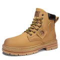 Botas de trabajo clásicas de color canela para hombre con diseño retro de cordones - 40 / Estilo 0229 / Amarillo