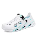 Sabots d'extérieur respirants blancs et bleu sarcelle pour hommes avec boucle - 39 / Style JF900 / Blanc Bleu