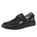 Ademende zwart leren herensandalen met dichte neus en antislip zachte zool voor de zomer - 38 / Zwart