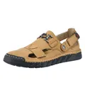 Ademende bruine leren casual herensandalen met gesloten neus en een antislipzool - 38 / Lichtbruin