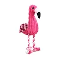 Quietschspielzeug für Hunde aus rosa Plüsch-Flamingo mit Beinen aus robustem Baumwollseil - Plüsch Quietschen Flamingo