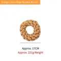 Anello giocattolo da masticare in corda di cotone intrecciato arancio e grigio, 17cm, 221g - Anello Intrecciato in Corda di Cotone Arancione / Circa 17cm