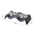 Durable black wavy pet double bowl with stainless steel inserts and dimensions 35x17x7cm - Wave Cream Double Bowl / Black