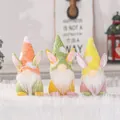 Three cute Easter bunny gnomes with white beards and pastel hats for home decoration. - Easter Bunny Doll (D1-3/4/5) / 3-Piece Set