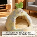 Semi-enclosed tie-dye radish shape pet bed in blue and green for small dogs and cats - Diameter 45cm Height 35cm (Up to 6.5kg Cat/4kg Dog) / Tie-Dye Blue-Green Monster