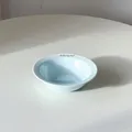 Light blue ceramic cat bowl with wide rim for food and water in minimalist style. - Ceramic Cat Bowl / Sky Blue