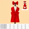 Red dog dress size chart with bow detail for XS to XL small pets - XS / Red Corduroy