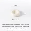 Cuenco pequeño minimalista para mascotas de cerámica blanco crema brillante, 50 ml - Blanco Crema Brillante / S