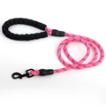 Durable reflective pink dog leash featuring a comfortable black foam handle and metal clasp. - 12mm*120cm / Pink