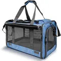 Portable blue breathable mesh pet carrier for cats and small dogs for outdoor travel - 46*30*30cm / Blue