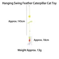 Interactive hanging cat toy with suction cup and 145cm elastic rope for indoor play - Feather Caterpillar