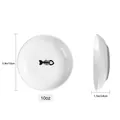 10oz white ceramic cat plate with non-slip silicone base and cute fishbone pattern design - 15cm/10oz Fishbone Pattern (Gray Silicone Base)