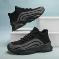Sneaker a calzino in maglia nera e grigia con suola spessa e strisce laterali ondulate - 36 / tutto nero