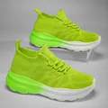 Sneaker a calzino in maglia verde neon traspirante con suola spessa e alla moda - 36 / Verde chiaro