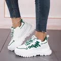 Modieuze wit-groene chunky sneakers met ademend mesh voor dames, casual stijl - 35 / Wit Groen