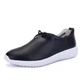 Breathable black nurse shoe for women with soft anti-slip thick white sole - 37 / Black