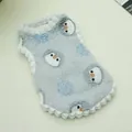 Soft blue fleece pet home vest featuring adorable cartoon penguin prints in grey style - XS / Grey Penguin