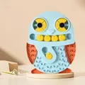 Interactive owl-shaped dog puzzle slow feeder toy in a refreshing light blue finish - Penguin Slow Feeder / Blue