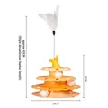 Interactive three-layer cat ball track turntable with spring feather teaser, orange - Whale Pattern / Yellow