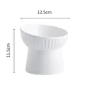 Elevated white ceramic slanted pet bowl with measurements 12.5cm width and 11.5cm height. - High Foot Slanted Mouth Bowl / 1 Piece / White