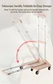 Foldable metal handle mechanism for portable pet trolley cart with multi-directional wheels - Light Pink