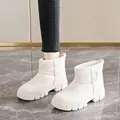 Stivali da neve beige caldi per donna con fodera in pile e spessa suola in gomma antiscivolo - 35 / Bianco avorio