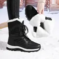 Stivali da neve neri da donna con spessa fodera in peluche bianca per l'inverno freddo - 36 / Nero