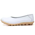 Elegant white leather loafers for women featuring soft and flexible non-slip soles - 35 / White