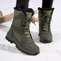 Stivali da neve alti verde oliva da donna con calda fodera in ecopelliccia - 36 / Verde militare