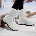 Stivali da neve invernali bianchi da donna con calda fodera in pelliccia e suola antiscivolo - 36 / Bianco
