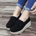 Black suede platform loafers with fringe and bow detail, stylish wedge heel for women. - 35 / Black