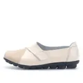 Bequeme beige Damen-Loafer mit Klettverschluss und strapazierfähiger Noppensohle - Beige