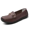 Klassische braune Damen-Loafers mit weicher Sohle und goldener Schnalle - 35 / Braun