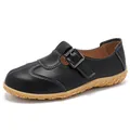 Retro black faux leather Mary Jane shoes featuring a buckled strap and durable gum sole - 35 / Black
