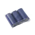 Durable set of three rolls thick blue disposable pet waste bags in clear plastic wrap - 3 Rolls/Pack in OPP Bag / Dark Blue
