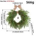 Christmas pine cone wreath with burlap bow and bell decoration for front door hanging - J1-46 Bell Wreath (Boxed)