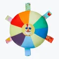 Detailed view of colorful plush pet frisbee toy with soft ribbons and chicken graphic - Chick Style / Diameter 15cm